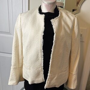 Ann Taylor Textured Boucle Open Front Blazer